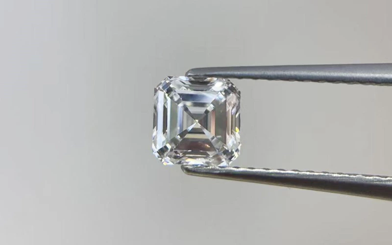 Assher cut lab grown diamond close up