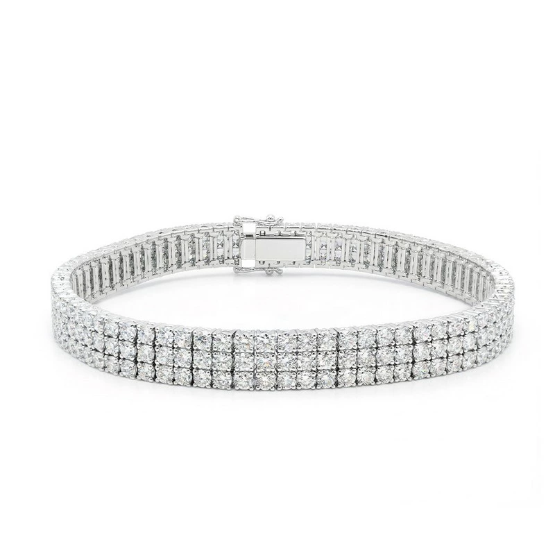 triple row lab diamond tennis bracelet in blank background