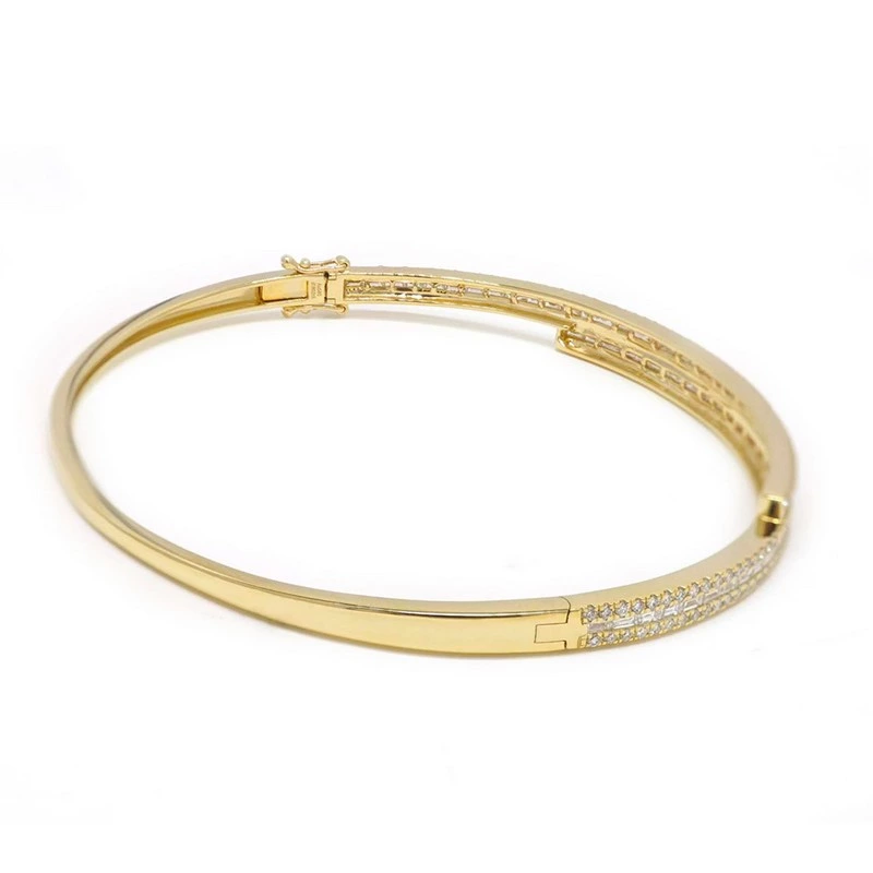 Half Pave Overlapping Bangle Bracelet Lab Grown Diamonds