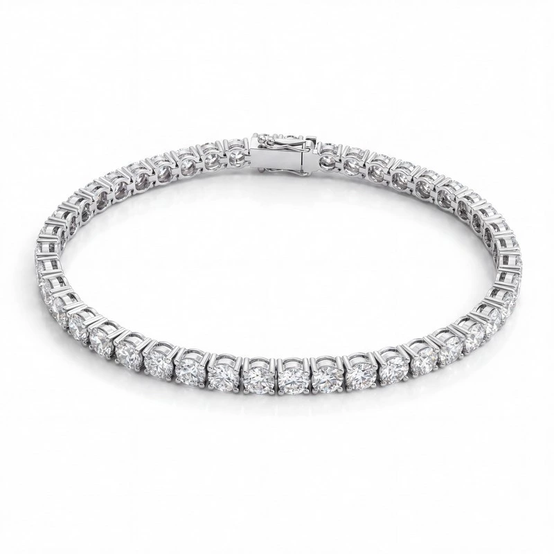 White Gold Classic Prong Set Full Round Lab Diamond Tennis Bracelet