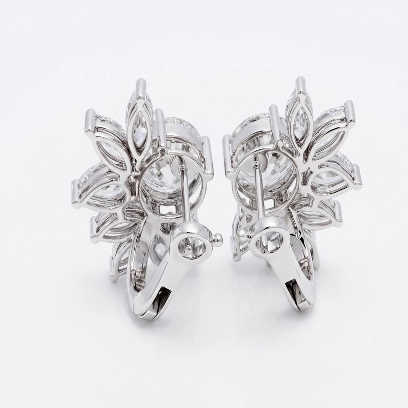 Starburst Stud Earrings With Lab Grown Diamond Background