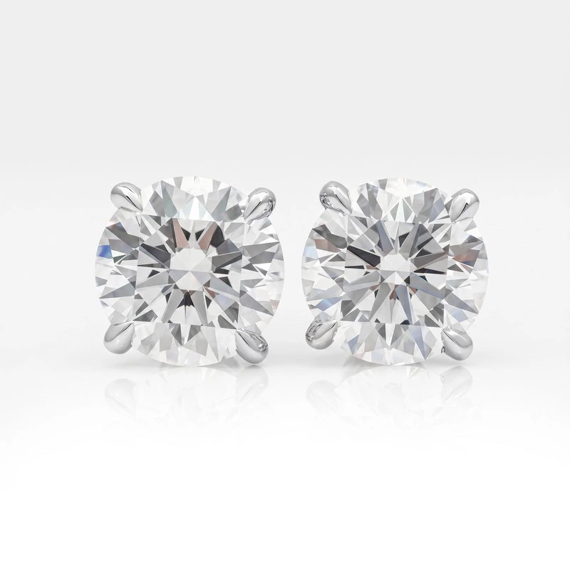 4-Prong Martini Solitaire Stud Earrings Lab Diamond Screw Back 3 Tone Options