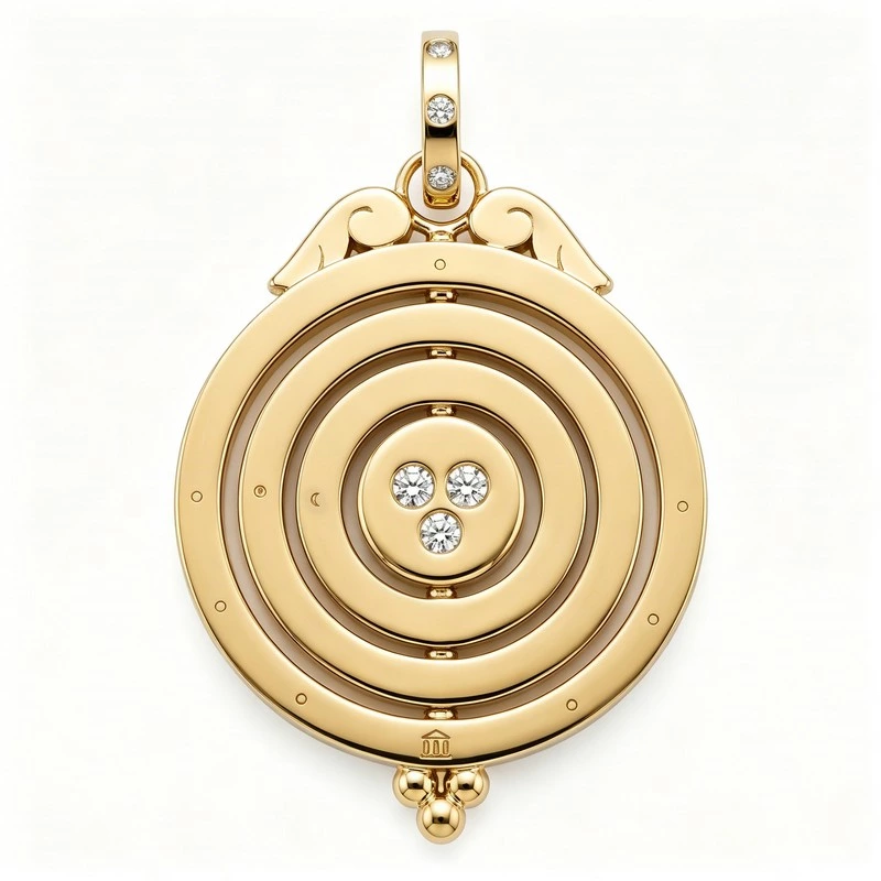 Rainbow Gemstone Rotatable Orbit Halo Pendant background view