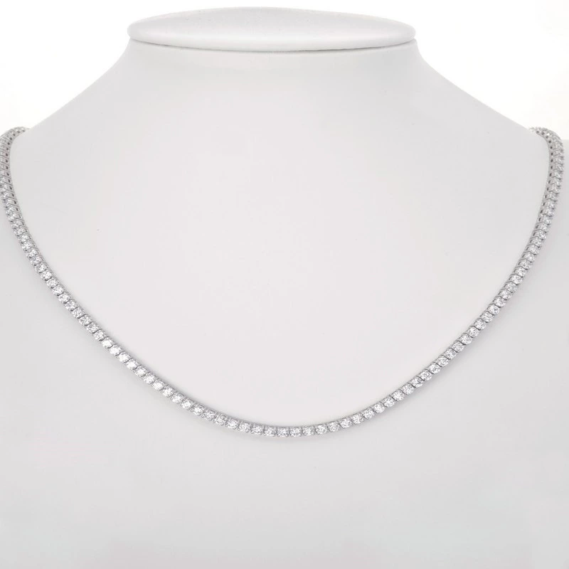 White Gold Full Prong-Set Round Lab Diamond Tennis Choker Necklace