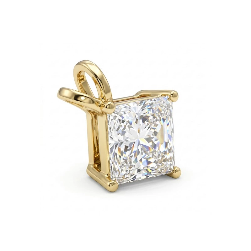 Princess Cut Solitaire Lab Diamond V Bail Pendant