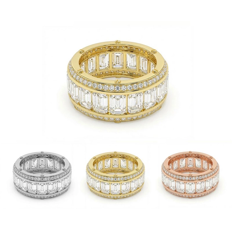 Emerald Cut Lab Diamond Full Eternity Band