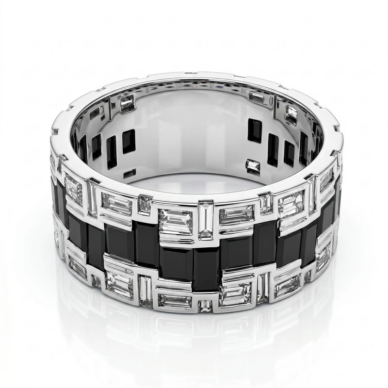 Men's Baguette Diamond Black Band