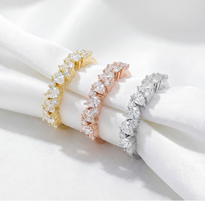 Pear Shape Lab Grown Diamond Stackable Eternity Ring in Yellow Gold, White Gold & Rose Gold