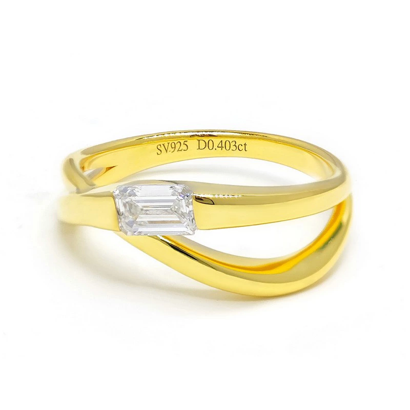Twisted Band Emerald Cut Lab Created Diamond Solitaire Ring