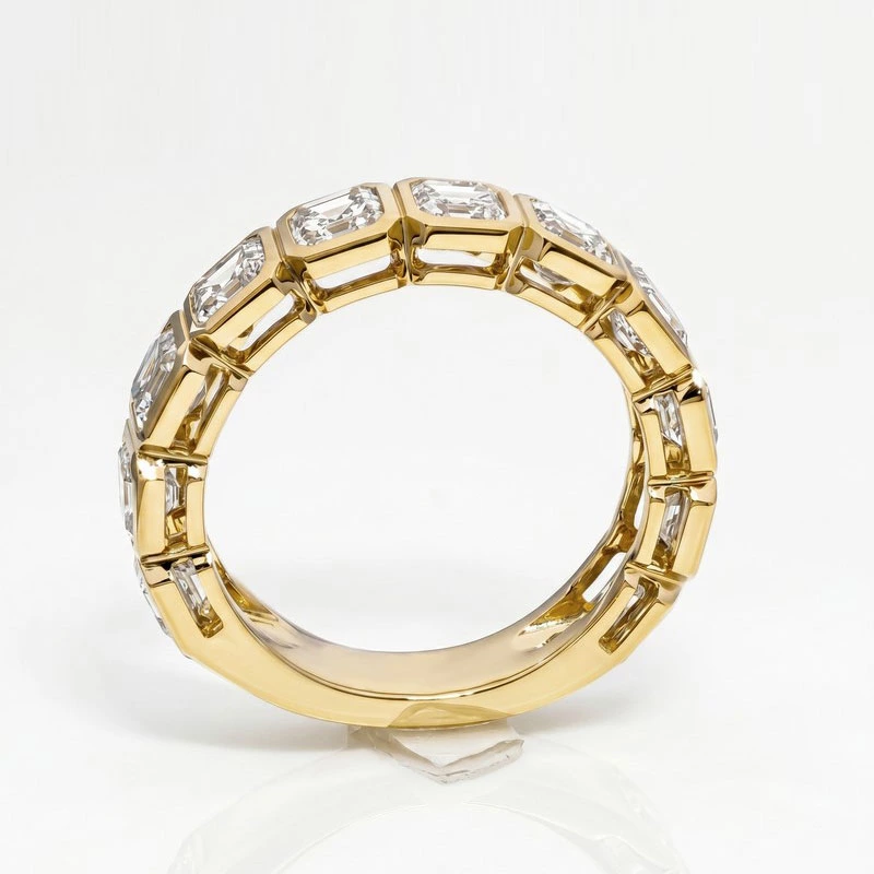 Emerald Cut Lab Diamond 3/4 Eternity Band