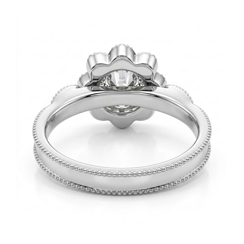 Vintage Milgrain Floral Silhouette Lab Diamond Ring Background
