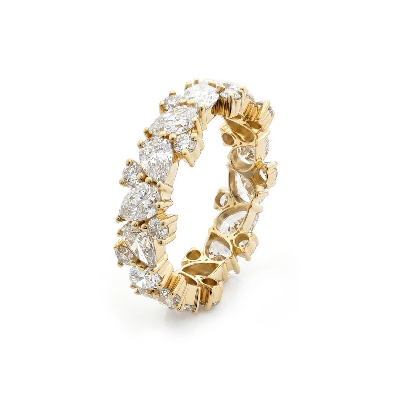 Alternating Pear & Round Lab Diamond Eternity Band