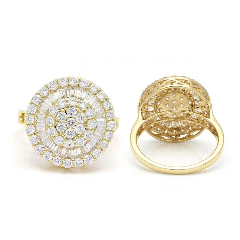 Round Cluster Halo Lab Diamond Open Filigree Ring