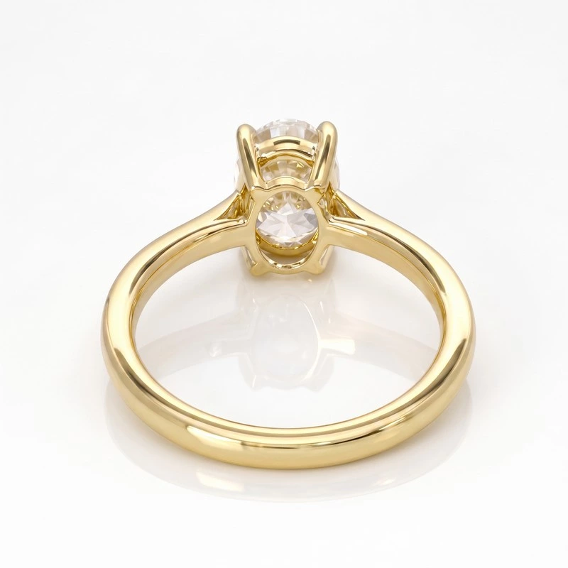 Yellow Gold Oval Lab Diamond Solitaire Engagement Ring Background View
