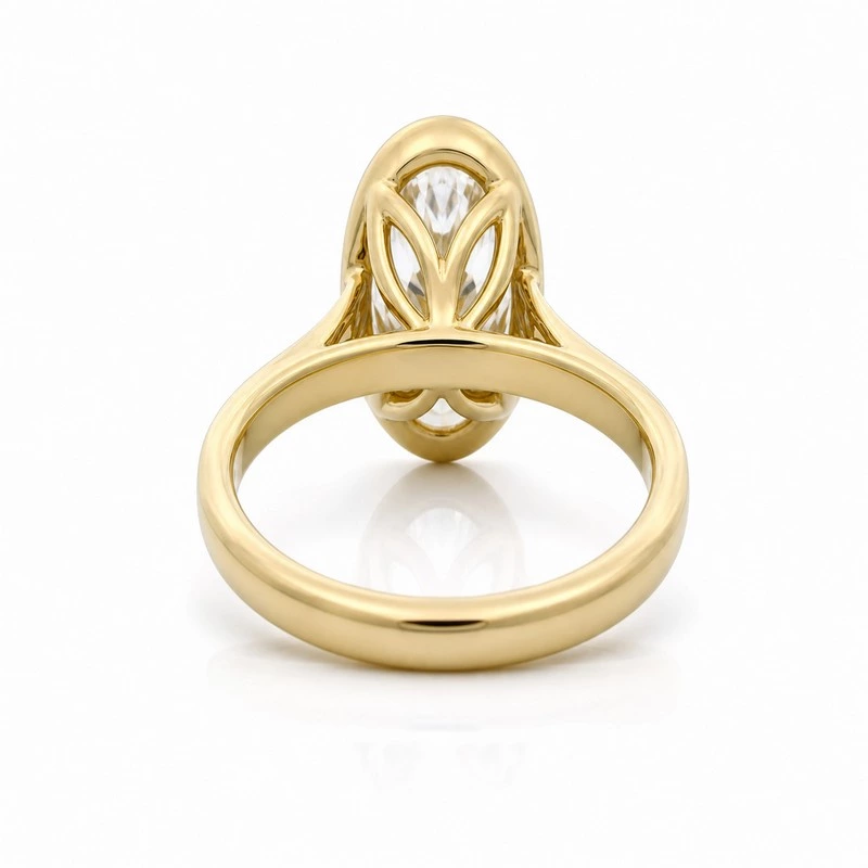 Oval Lab Diamond Bezel Solitaire Engagement Ring Background Details