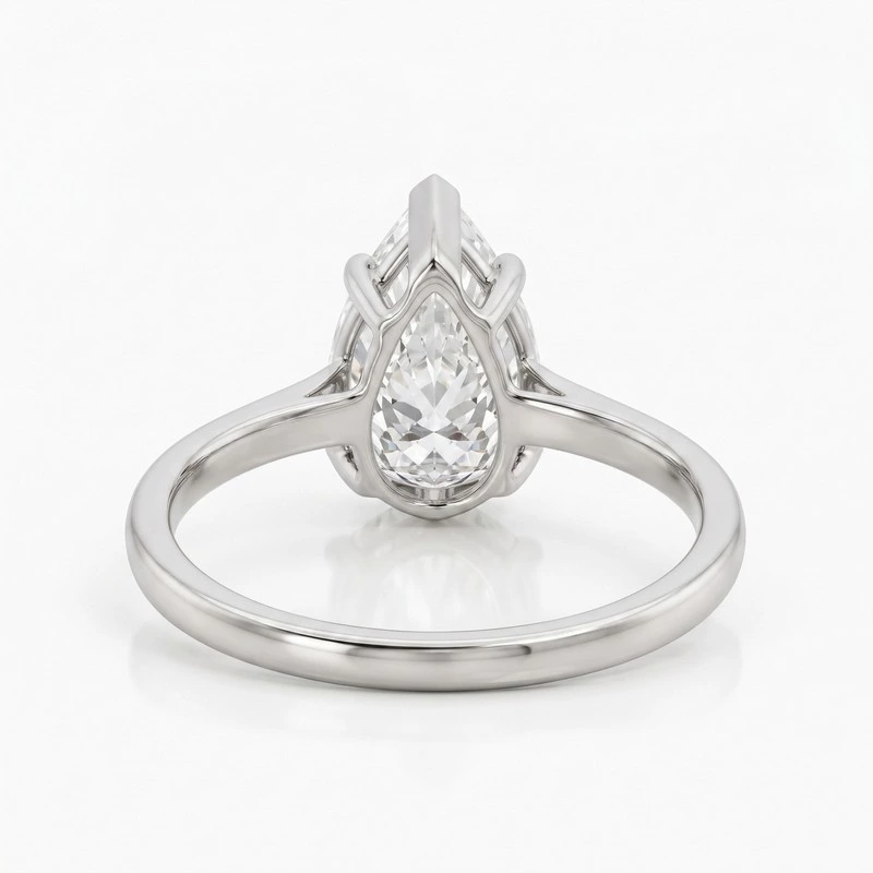 Pear Cut Solitaire Engagement Ring Lab Diamond Background View