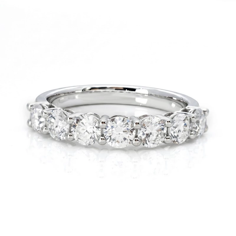 Luminous Half Eternity White Gold Prong Set Lab Diamond Bridal Wedding Band