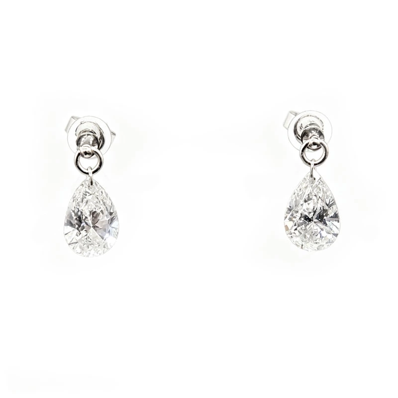 Timeless Teardrop Lab Grown Diamond Dangle Earrings Simple Floating Stud Design