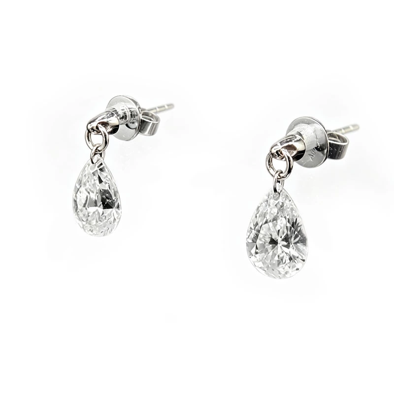 pierced teardrop lab diamond stud drop earrings