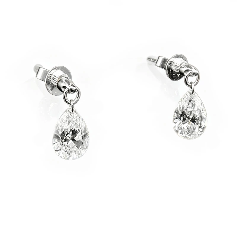 laser drilling pear cut lab diamond drop studs