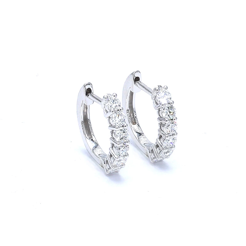 6 Stones Shared Prong Huggie Earrings