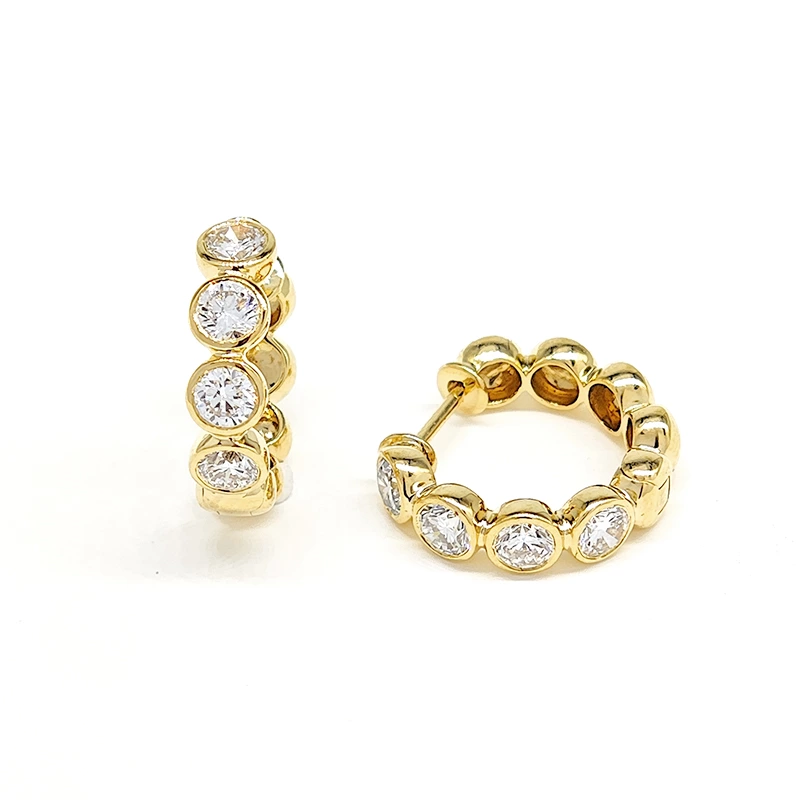 9 Stones Bezel Lab Created Diamond Hoop Earrings Details
