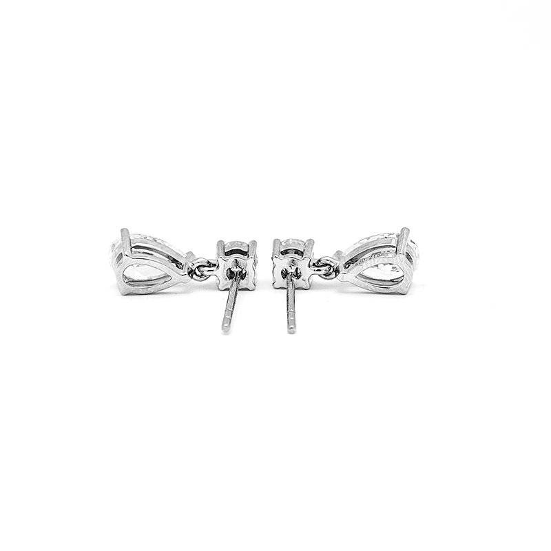 back view of two stone stud earrings