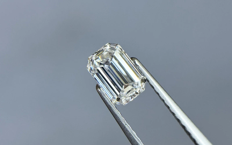 emerald cut lab grown diamond close up