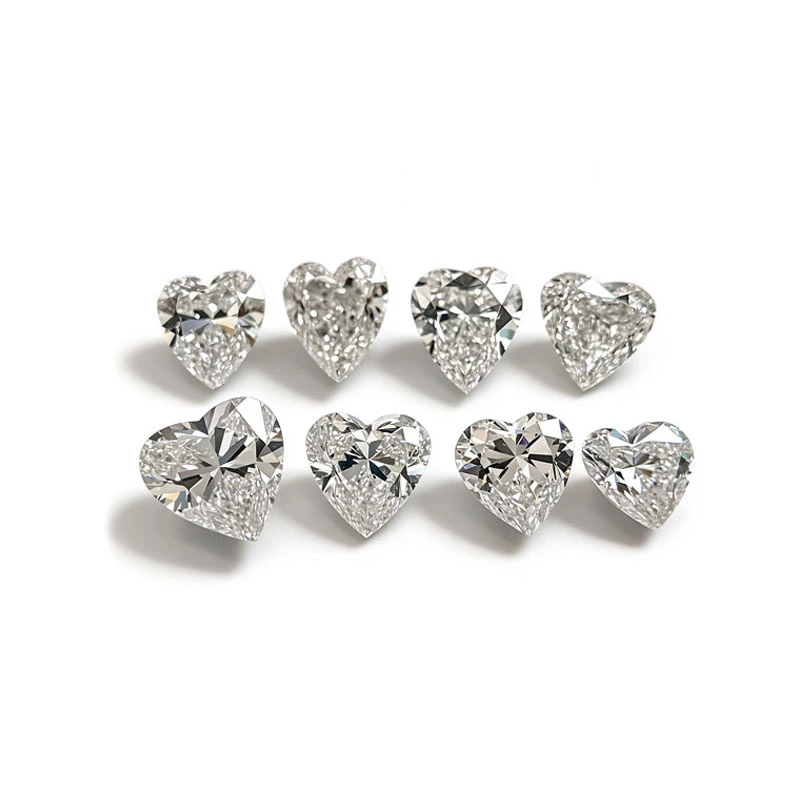 Romantic Heart Shaped HPHT CVD Lab Grown Diamonds