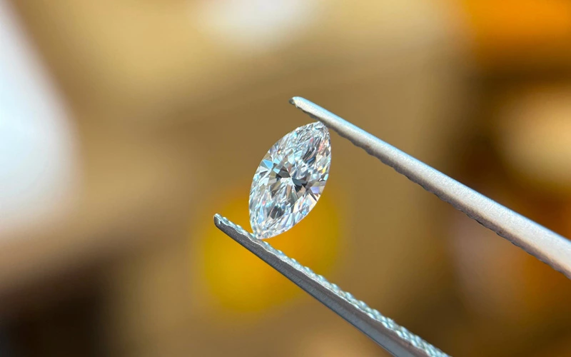 marquise lab grown diamond close up