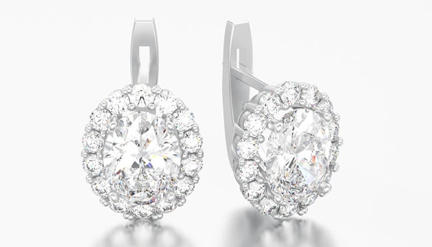 melee lab diamond on stud earrings
