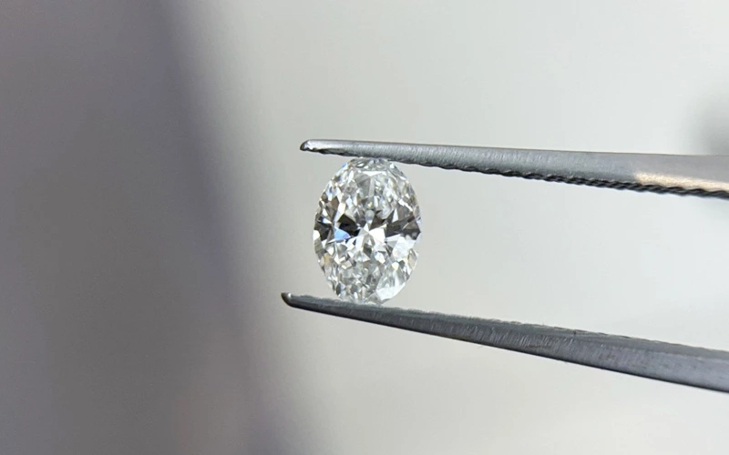 oval cut lab grown diamond close up