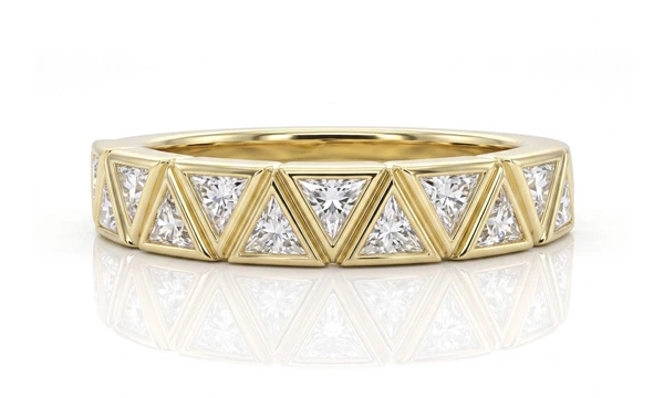 continuous alternating custom Triangle-cut lab diamonds ring