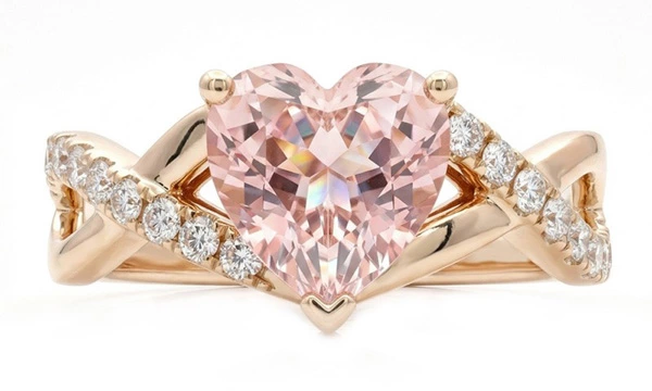 custom pink heart cut lab diamond ring