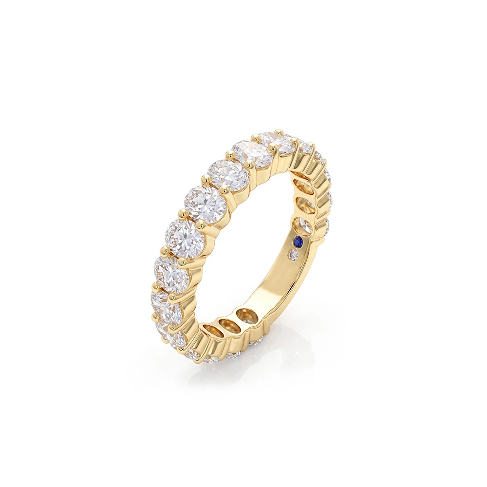 3/4 Eternity Wedding Band Ring Oval Shape Lab Diamond