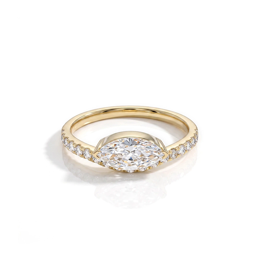 East West Marquise Lab Created Diamond Stackable Ring