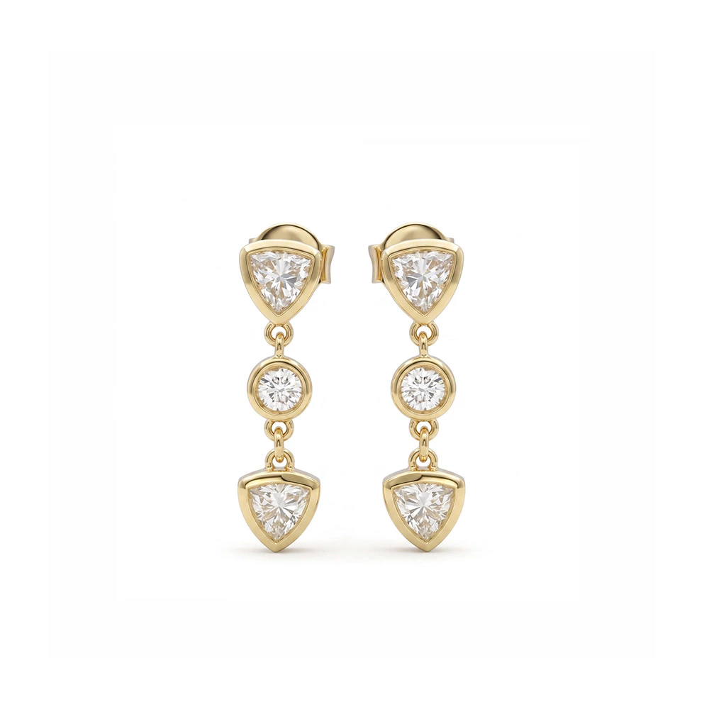 Trillion Cut Lab Created Diamond Drop Stud Earrings