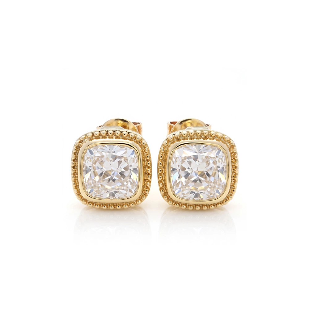 cushion cut milgrain stud earrings