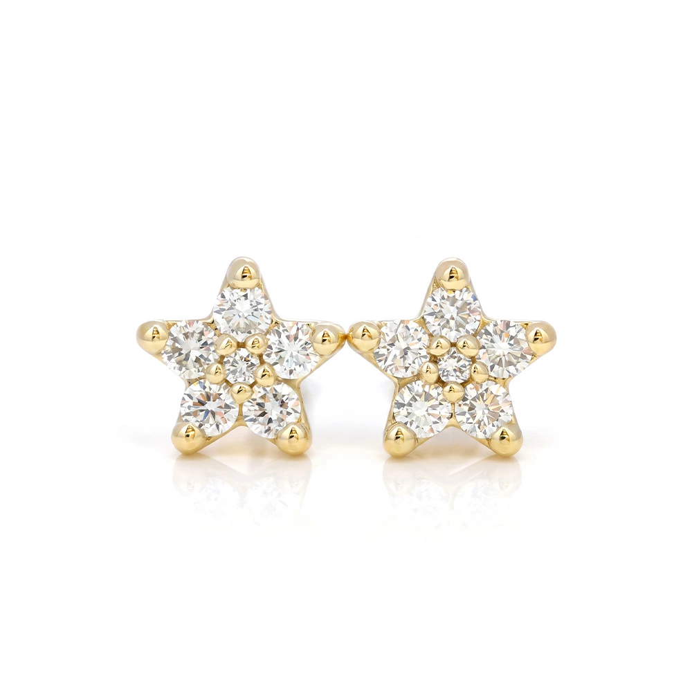 Cluster Star Shape Lab Diamond Stud Earrings