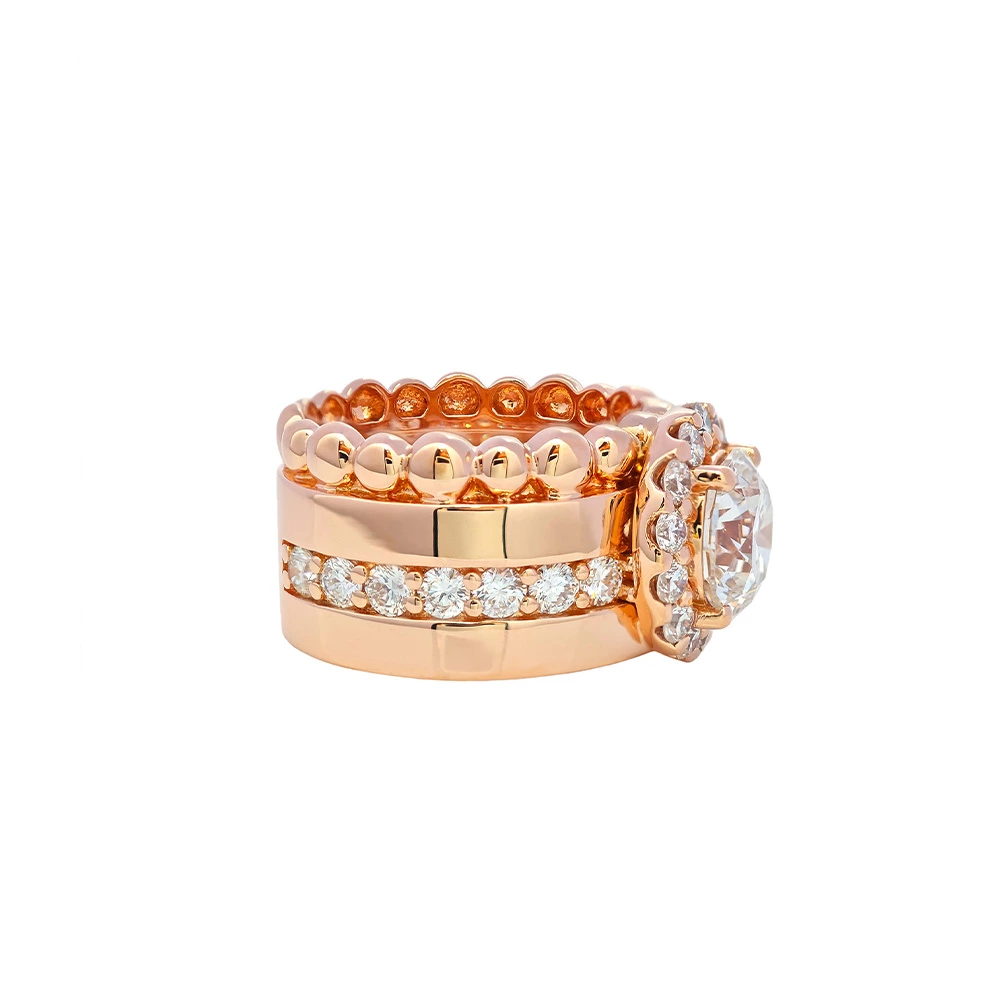 Stacked Round Shape lab made Diamond Ring