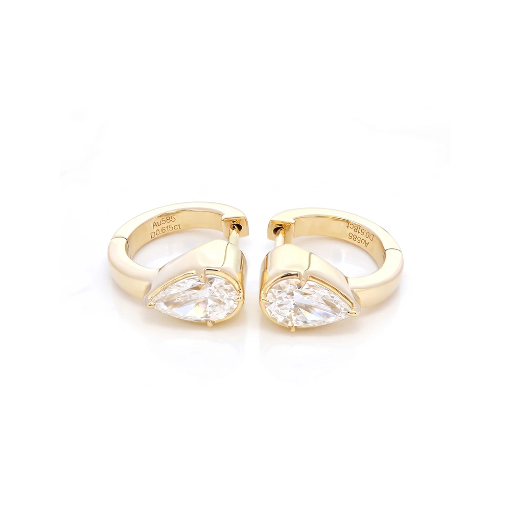 Pear Cut Lab Diamond Hoop Earrings