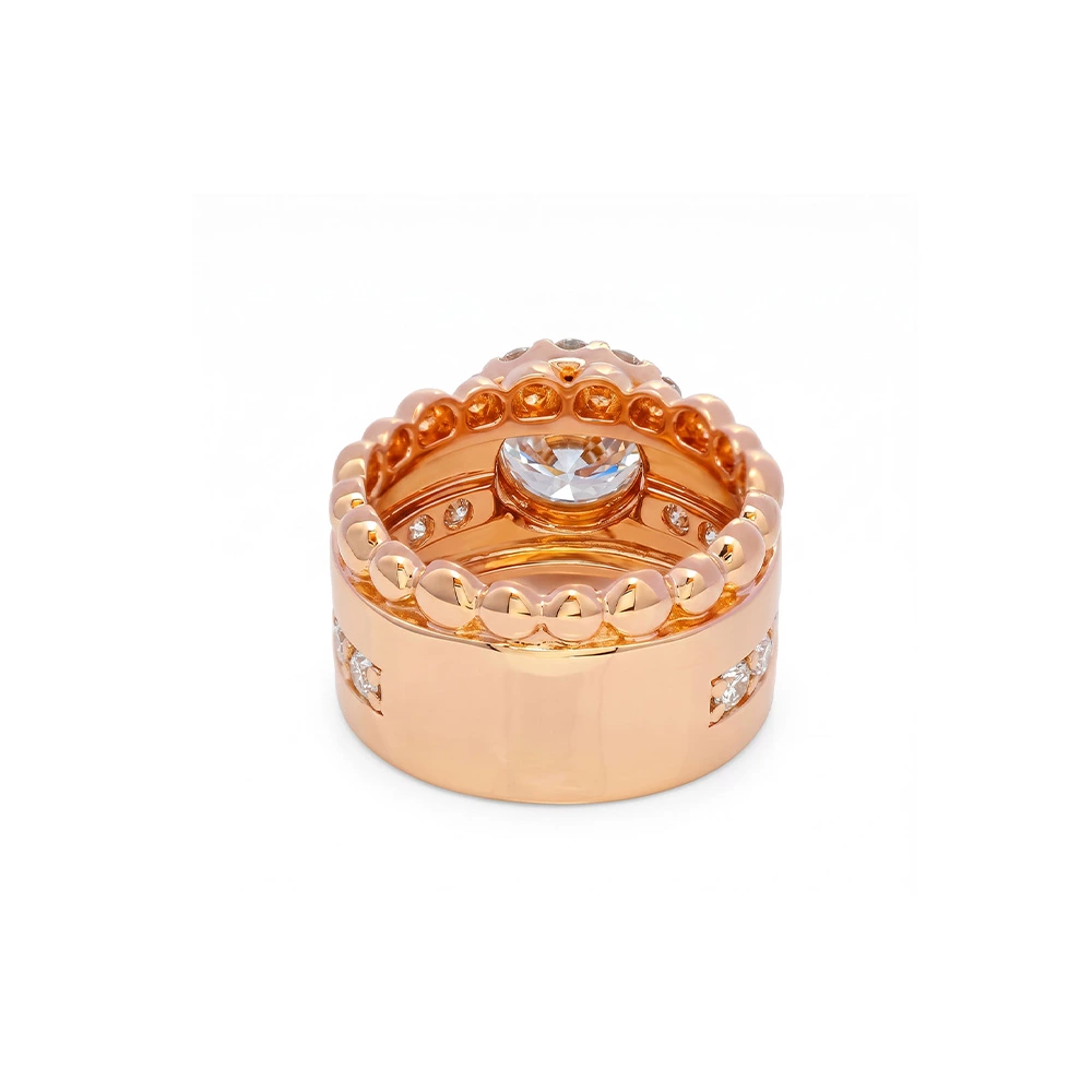 Stacked Milgrain lab made Diamond 3/4 eternity halo Ring