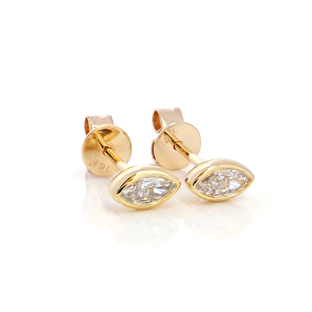 Marquise Diamond Studs Side View