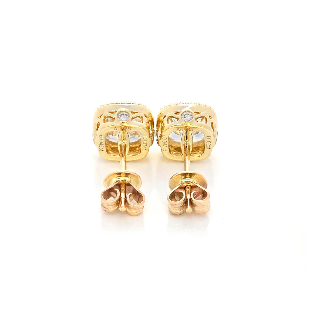 cushion cut studs with butterfly ear back