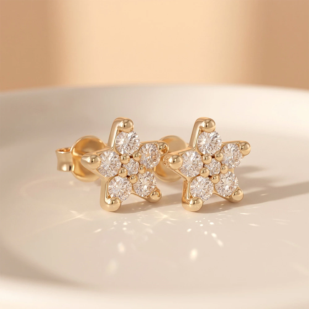 star shape lab diamond stud earring