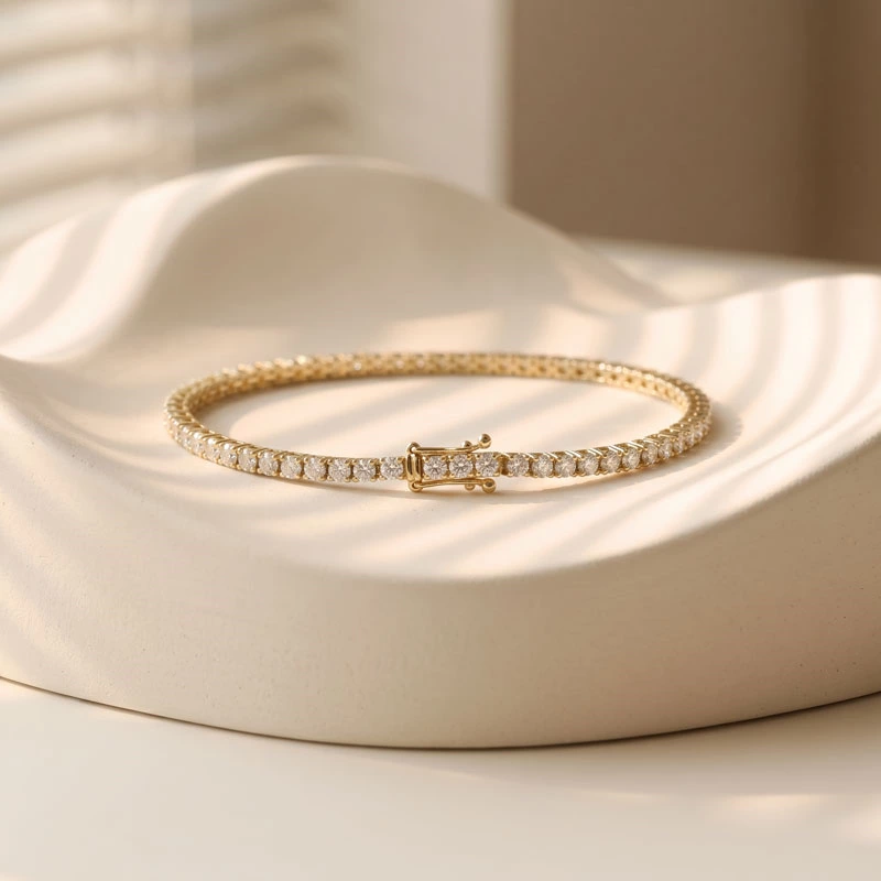 Classic Women's Round Lab Diamond Tennis Bracelet Background