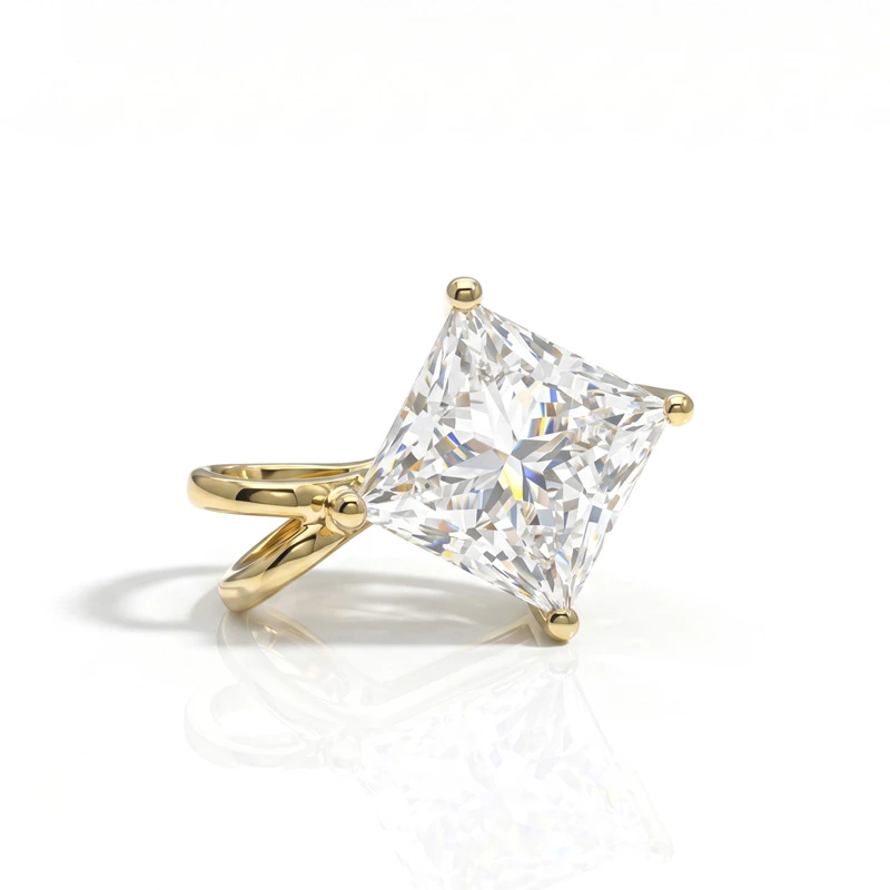 Princess cut minimalist solitaire pendant necklace