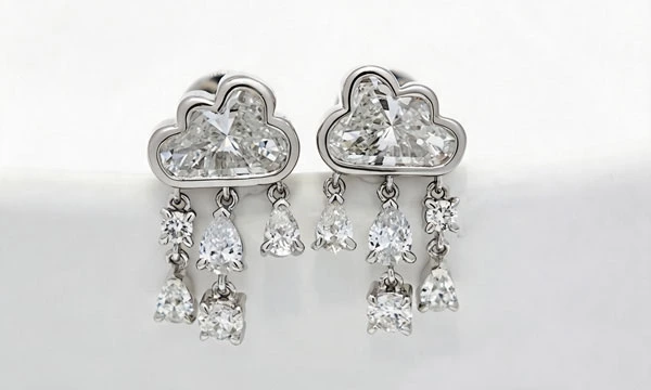 cloud shape fancy cut lab diamond dangle stud earrings