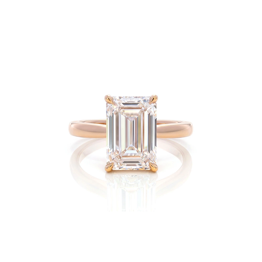 Gold Emerald Cut Lab Diamond Engagement Ring