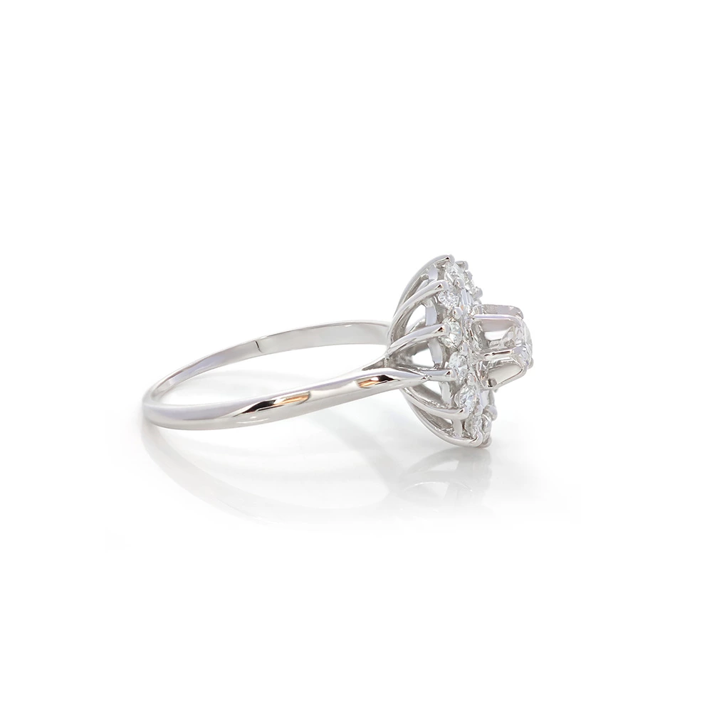 Oval Floral Halo Lab Created Diamond Ring Side View